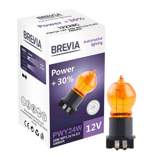 Галогеновая лампа Brevia PWY24W 12V 24W WP3,3x14,5/4 AMBER Power +30% CP Львов