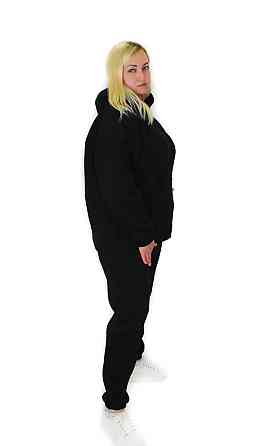 Женский спортивный теплый костюм на флисе батал Черный р 2XL/3XL Харьков