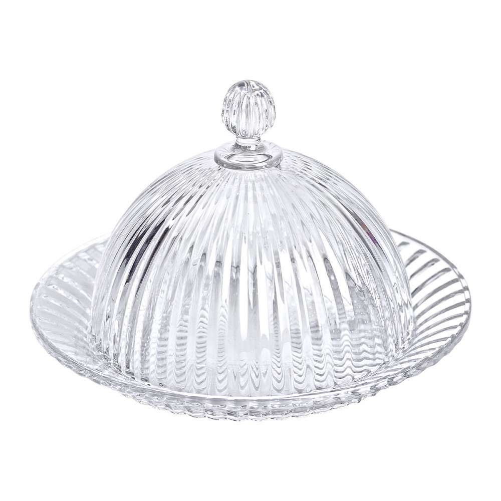 Yiwu Блюдо сервірувальне з кришкою Ø 20 см скляне прозоре для десертів, випічки, фруктів HP-YH- Киев - изображение 3