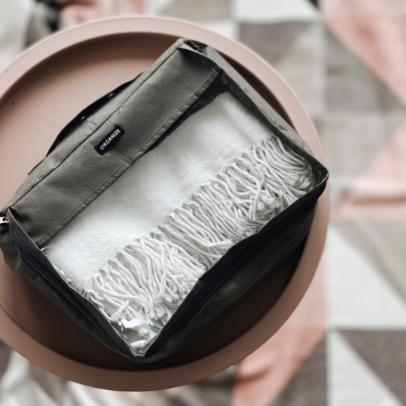 Середня дорожня сумка для речей з ручкою та прозорою вставкою P002 30x27x12 см (Сірий) Суми - фото 2