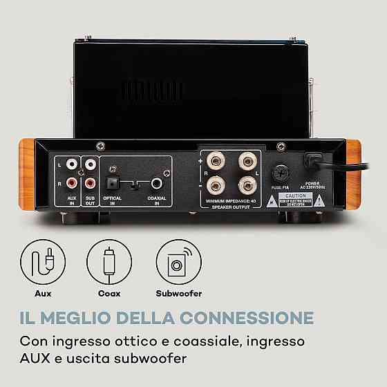 Стереопідсилювач вінтажний Auna Amp VT ламповий HiFi підсилювач 2x35 Вт RMS, BT опт./коаксіальний/AUX-вхід з Німеччини Дніпро