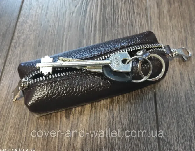 Коричнева ключниця на блискавці з натуральної шкіри (бочка) ST Leather Київ - фото 3