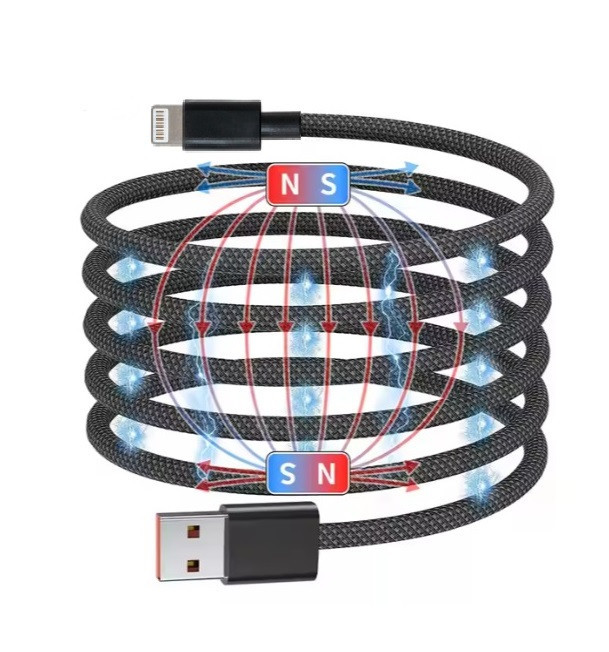 Кабель Magnetic USB Lightning 1м 100Вт серый Киев - изображение 1