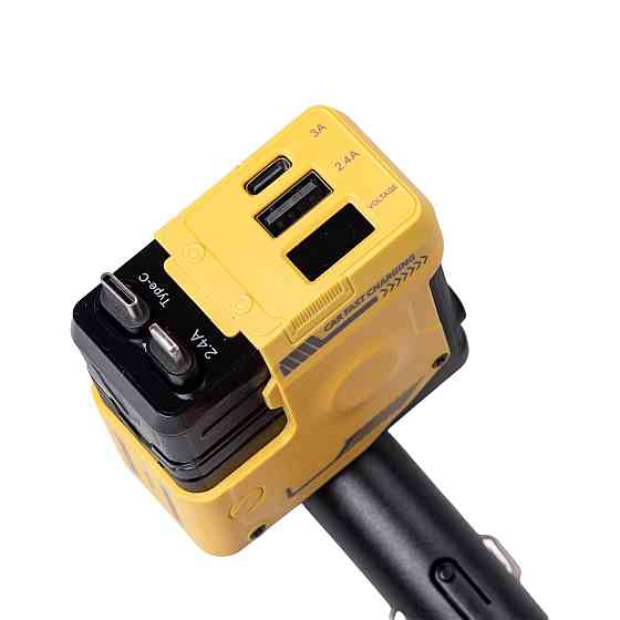 Автомобільний зарядний пристрій MECHA з висувними кабелями та портами USB/Type-C Жовтий HP-A1Y Коломия