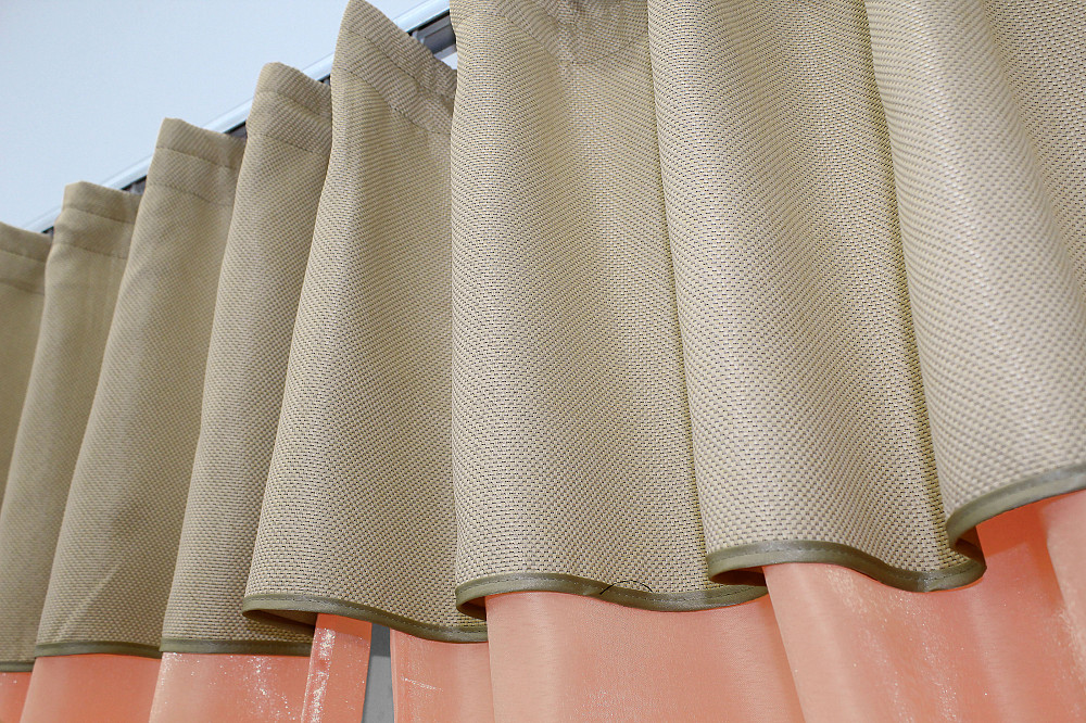 Кухонные шторы VR-Textil № 073к с ламбрекеном и подхватами персиковый с бежевым 270х170 см (52-0210) Киев - изображение 5