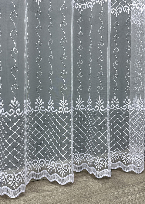 Тюль фатин з вишивкою колір холодний білий 1731т Київ - фото 5