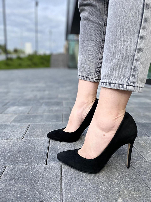 Туфлі жіночі M-LUX чорні замша натуральна каблук 10см 36р 37р (91020) Коломыя - изображение 2