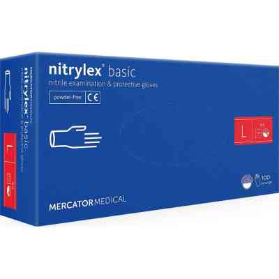 Медицинские перчатки Mercator Medical Nitrylex Basic Нитриловые Неопудренные диагностические Размер L Синие 100 шт. (3.1007) (5906615004639/5906615035 Винница