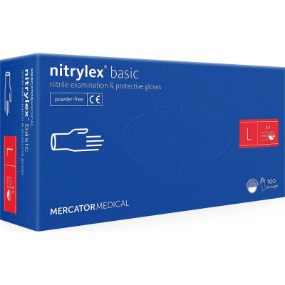 Медицинские перчатки Mercator Medical Nitrylex Basic Нитриловые Неопудренные диагностические Размер L Синие 100 шт. (3.1007) (5906615004639/5906615035 Винница - изображение 1