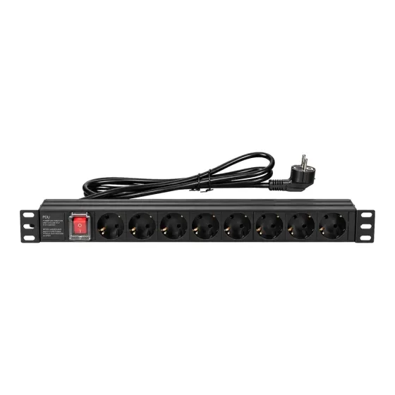 Блок розеток E-NET PDU/8M-16А Black на 8 розеток Schuko, з вимикачем (25-00065) Київ