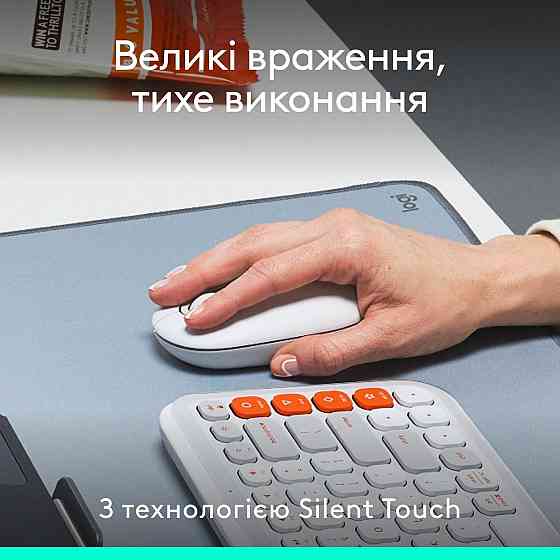 Миша бездротова Logitech Pop Mouse with Emoji Off-White (910-007411) Білий Харків