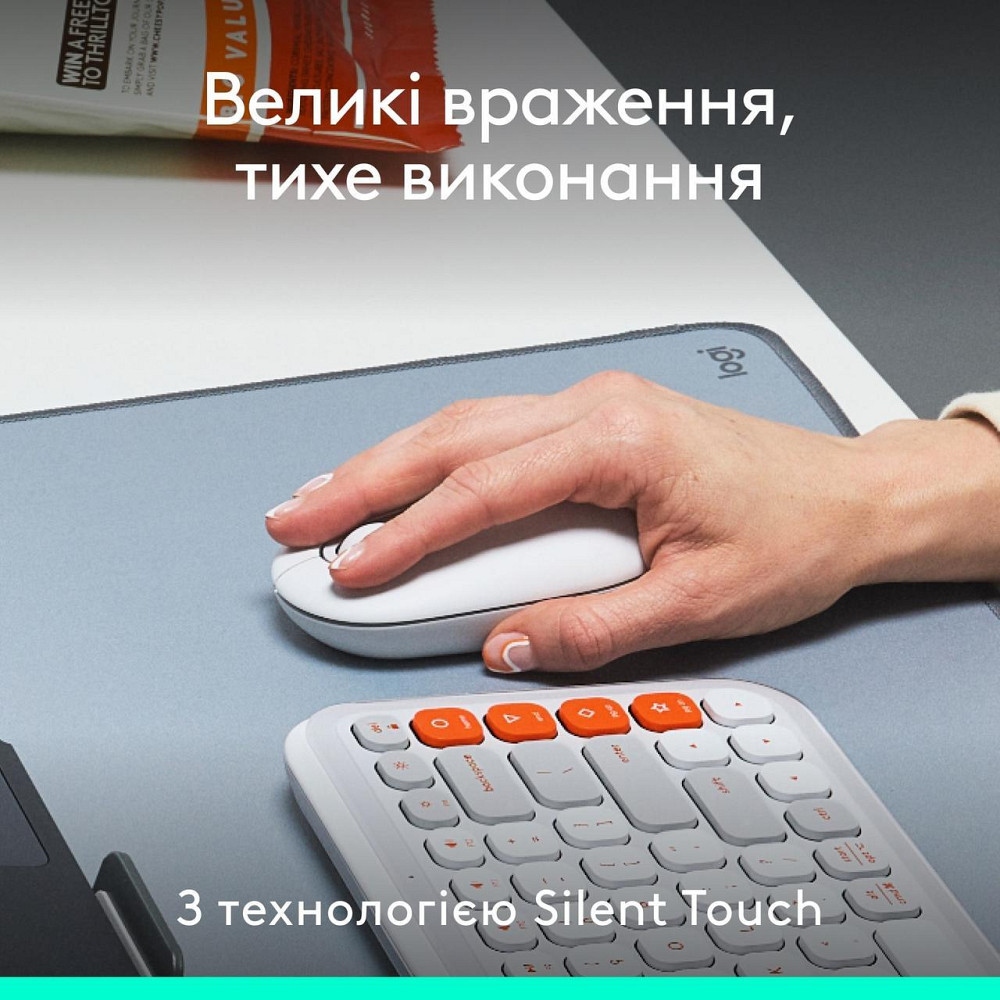 Миша бездротова Logitech Pop Mouse with Emoji Off-White (910-007411) Білий Харків - фото 5