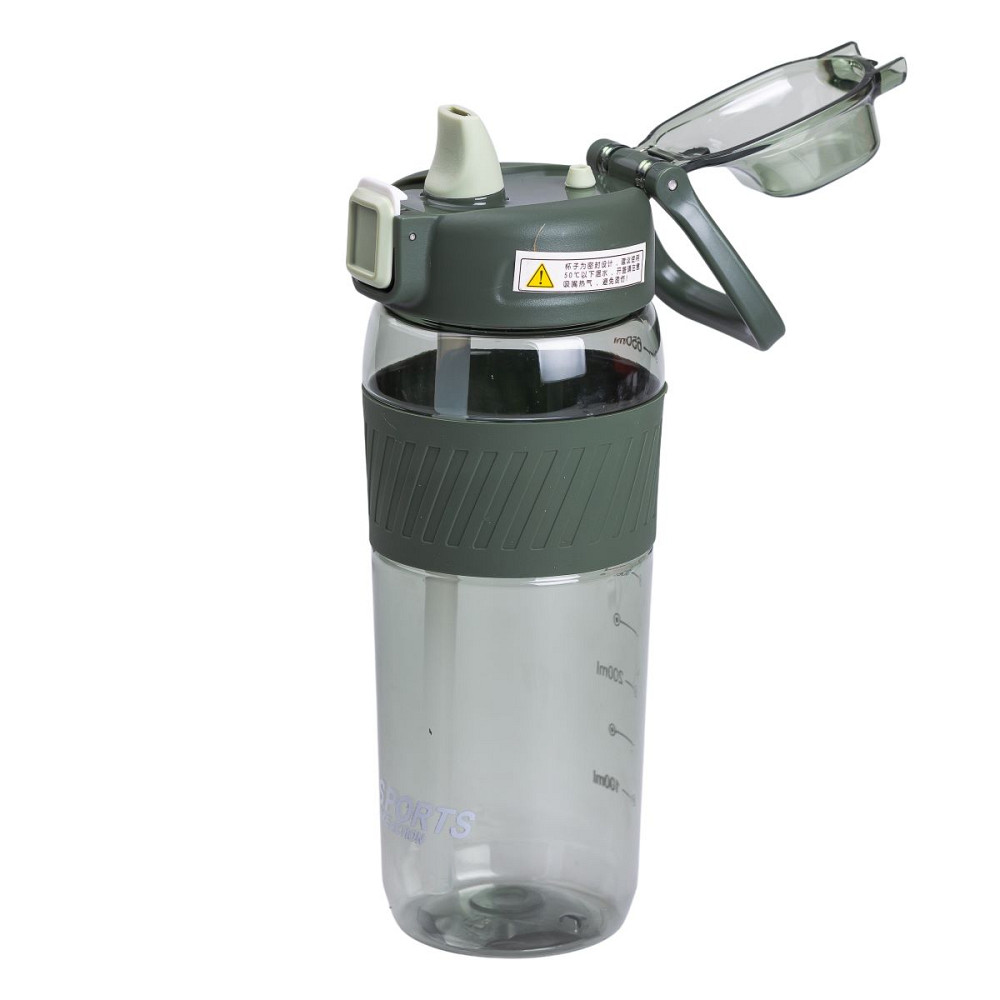 Yiwu Пляшка для води 600 мл пляшка в школу для тренувань із трубочкою та ручкою 22 см Зелена HP Киев - изображение 2