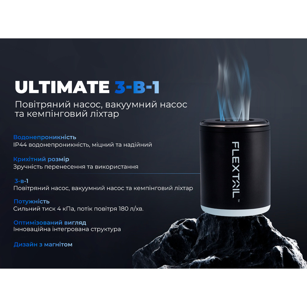 Насос-ліхтар кемпінговий Flextail Tiny Pump 2X, помаранчевий Київ - фото 8
