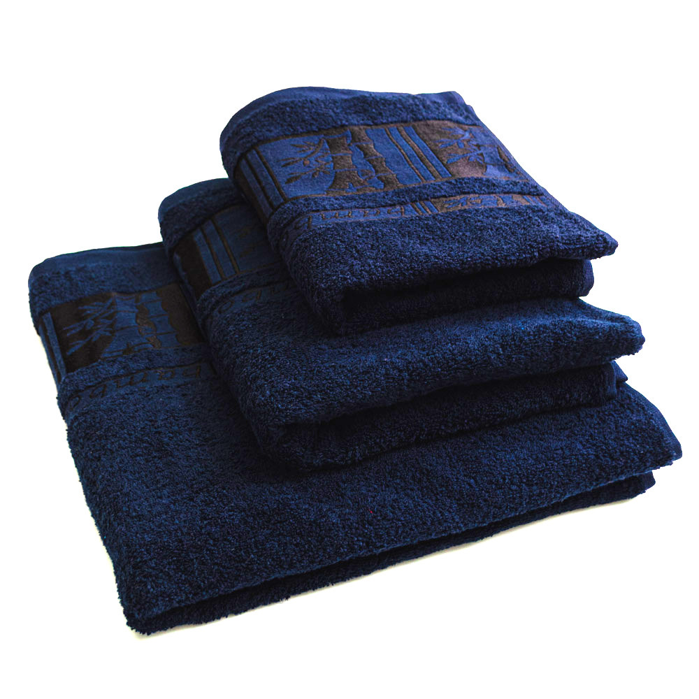 Комплект полотенец 3шт GM Textile 40х70см, 50х90см, 70х140см BambooN 450г/м2 (Темно-синий) Сумы - изображение 4