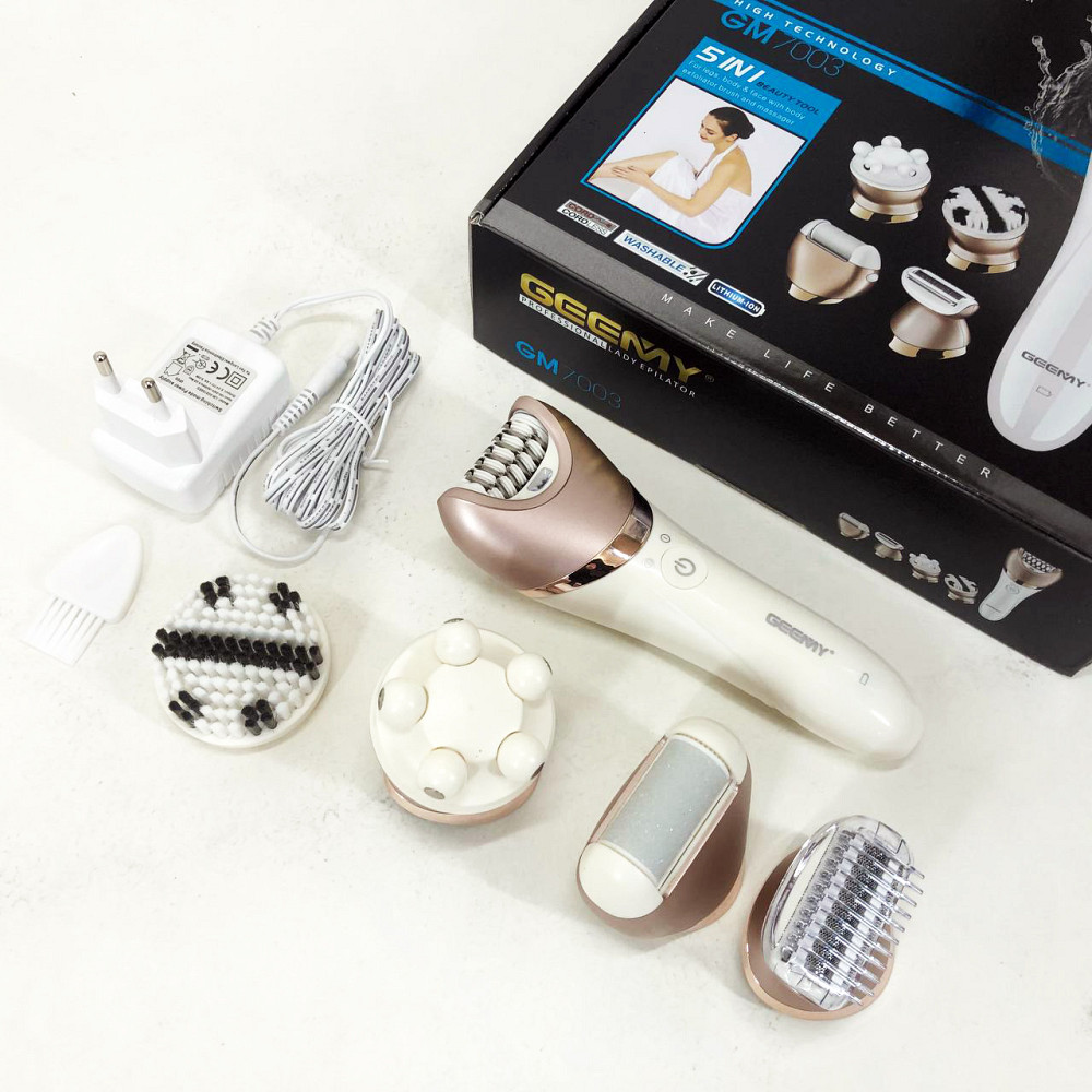 Эпилятор для ног с ионизацией GEMEI GM-7003, Триммер женский для лица и бикини Пилка рук и ног JW-78 Львов - изображение 8