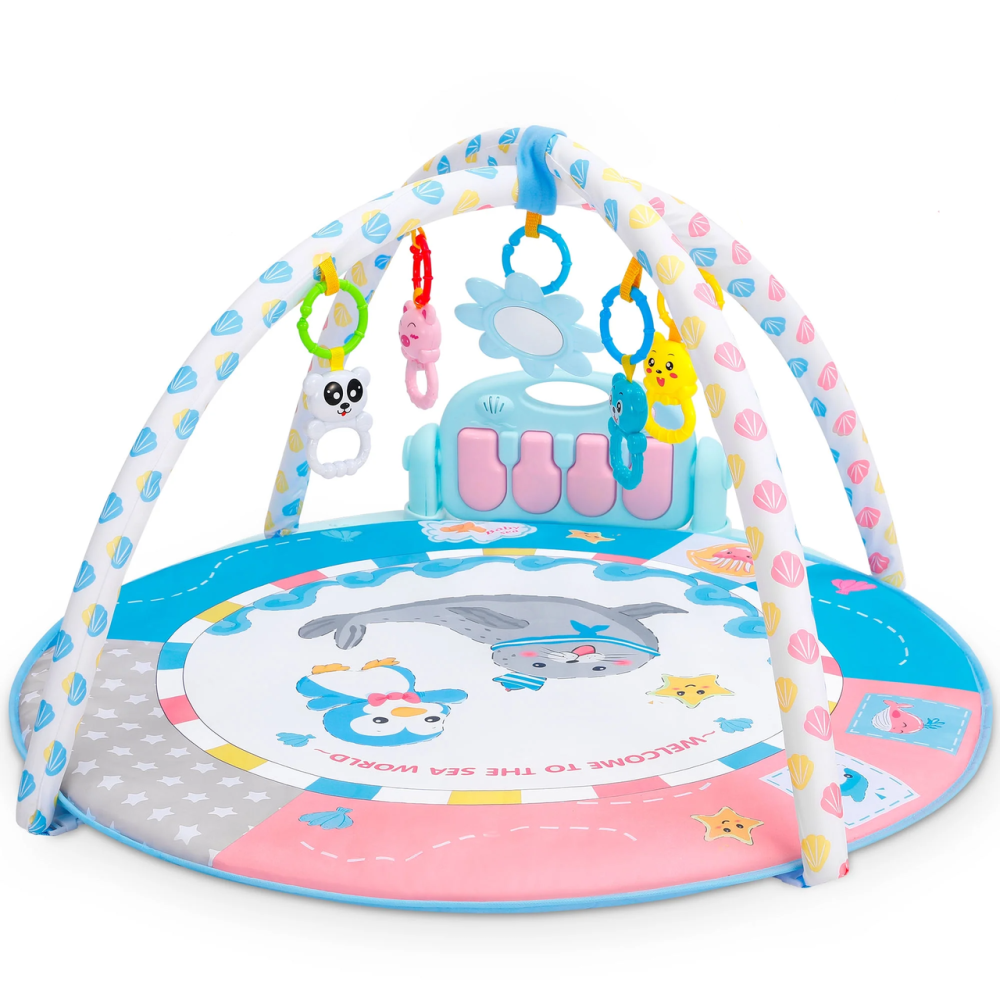 Дитячий ігровий килимок з музичним піаніно, підвісними іграшками, розвивальний килимок для дітей, різнокольоровий Кам'янець-Подільський - фото 1