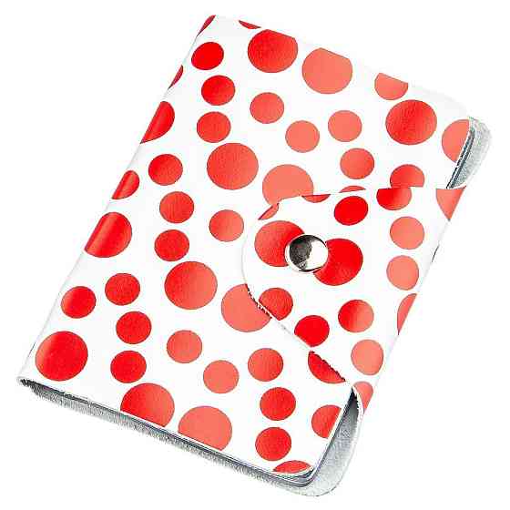 Визитница кожаная вертикальная красный горошек Shvigel 19081 Белая Киев