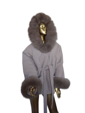 Пончо пальто женское с мехом капюшон и манжеты Мокко 50/52 Харьков