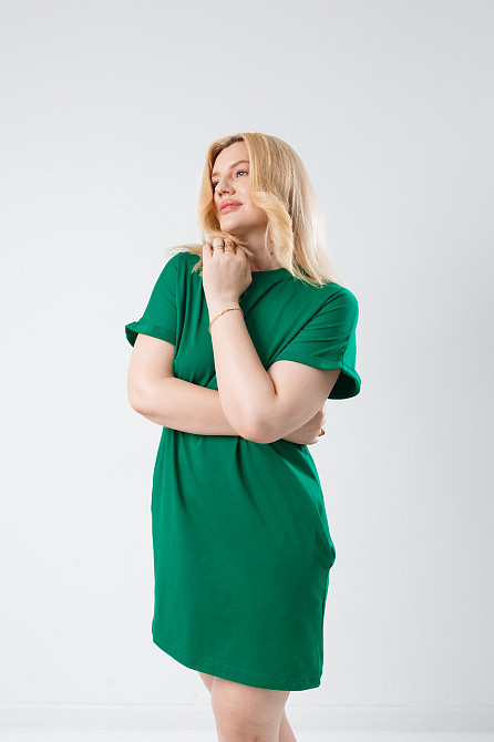 Летнее платье с карманами Nirvana батал 50-52, Зеленый Киев - изображение 1