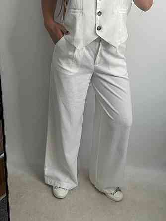 Лляний костюм-трійка в класичному стилі Молочний XS-S Харків