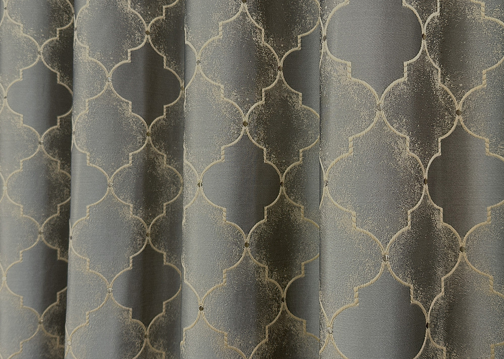 Комплект готовых штор VR-Textil Жаккард SAPFIR № 1755ш Серый с бежевым 150х300 см 2 шт (33-0711) Киев - изображение 7