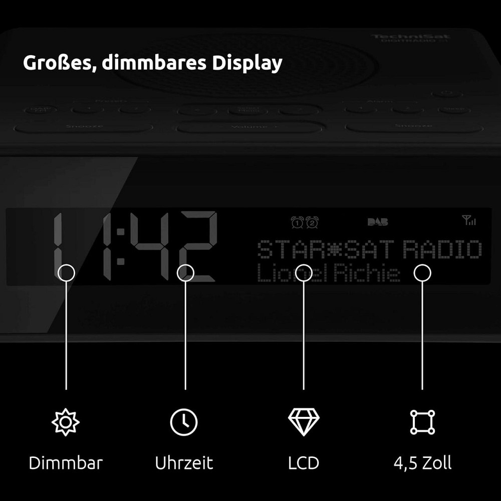 Будильник TechniSat Digitradio 51 DAB+ FM с двумя будильниками таймер сна регулируемая яркость дисплея черный Киев - изображение 4