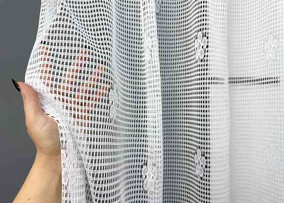 Тюль сетка VR-Textil Juli № 1871т Арка на кухню цвет белый с коричневым 500х150 см (53-0157) Киев