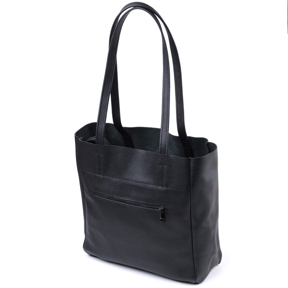Зручна сумка-шоппер із натуральної шкіри Чорна (SHVIGEL) Київ - фото 12