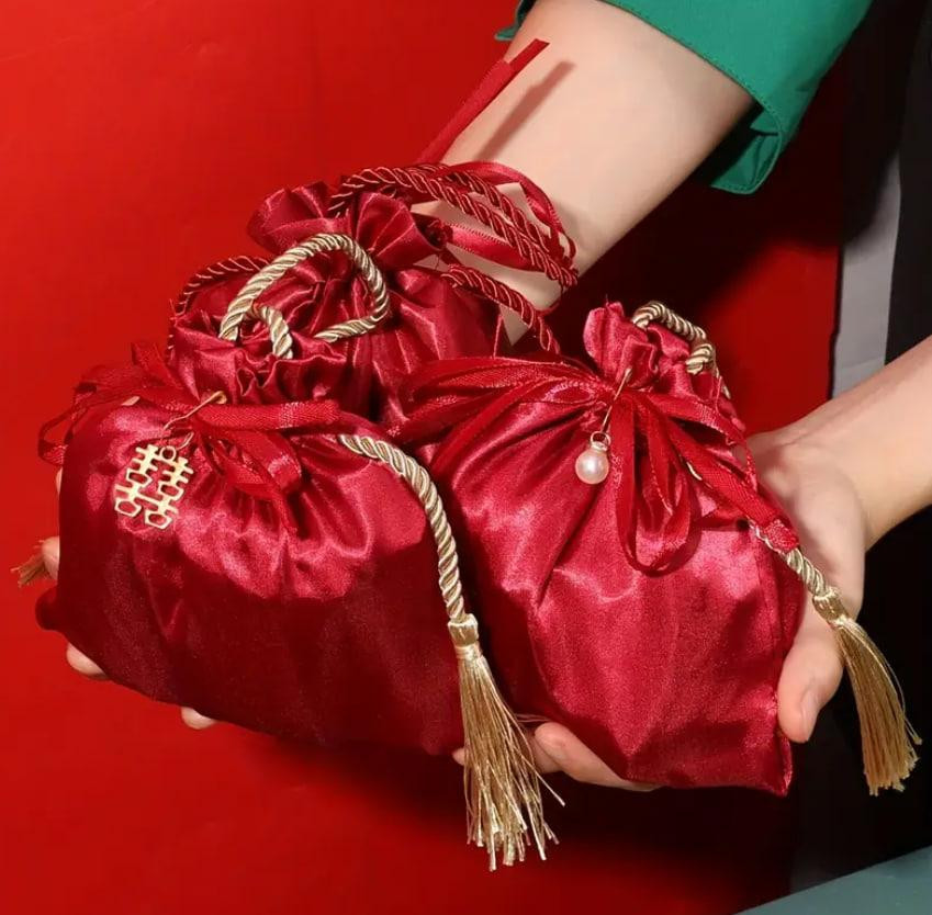 Мешок для рун, магических инструментов, амулетов на золотистом шнурке с жемчужиной и кистями 12*11 с Киев - изображение 3