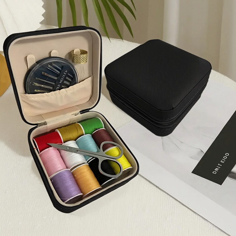 Набор для шитья аксессуары для шитья: нитки, иголки, ножницы с сумкой на молнии цвет чёрный Каменец-Подольский - изображение 8