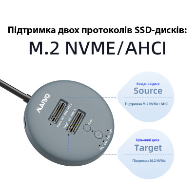 Док-станция для накопителей Maiwo 2*NVMe M.2 SSD to USB3.2 Gen2 USB-C 10Gbps (K3026P2 grey) Винница - изображение 10