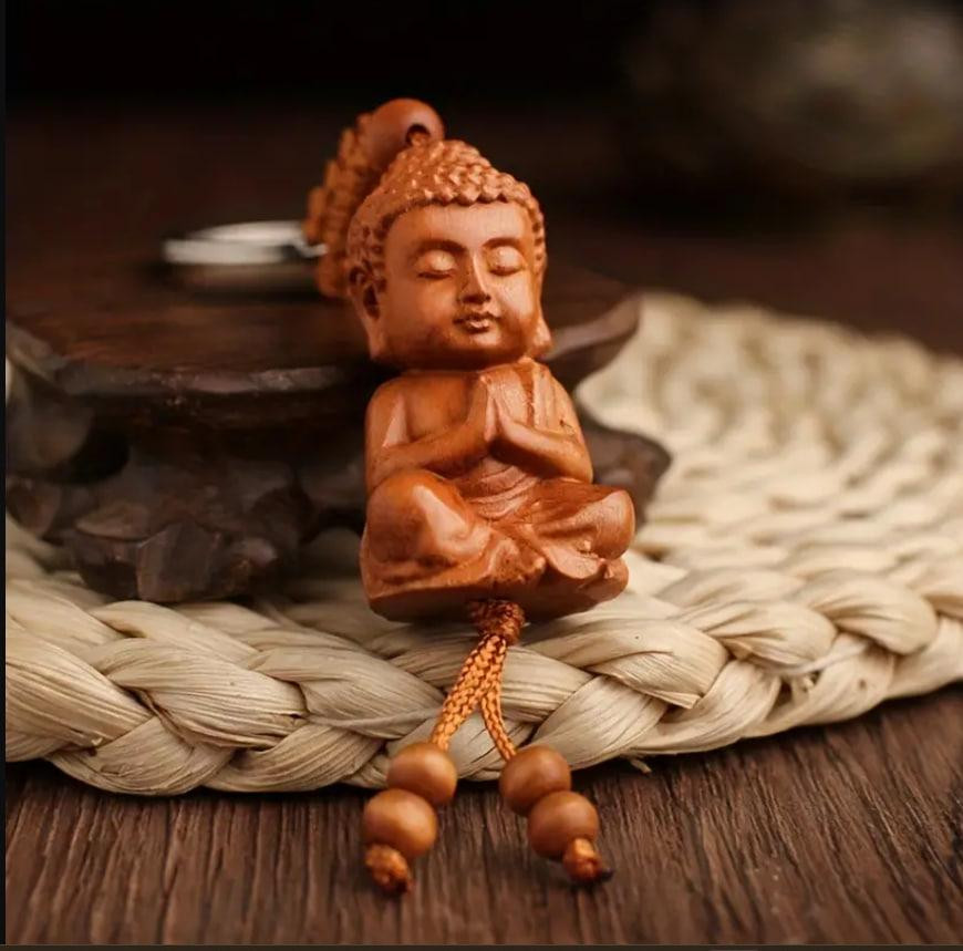 Брелок для ключей Будда Шакьямуны из персикового дерева, автомобильный брелок. Киев - изображение 1