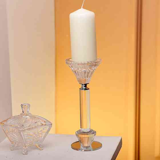 Підсвічник скляний на ніжці 6×17.3 см прозорий декоративний підсвічник на стіл HP-4-10S Коломия
