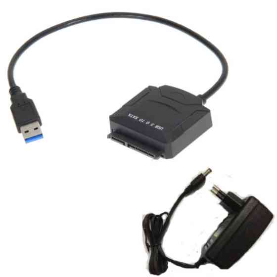 Перехідник USB 3.0 Type-A --> SATA III (F) 2.5"/3.5" 7+15pin з БЖ, чорний Вінниця