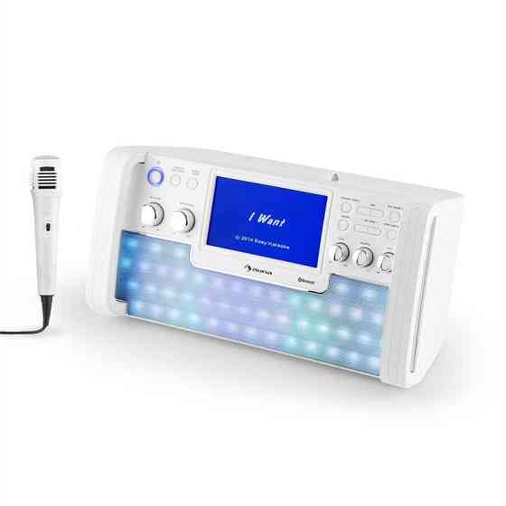 DiscoFever LED Bluetooth караоке-система LED 7" TFT-екран CD USB білий (Німеччина, читати опис) Рівне