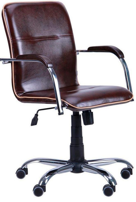 Офісне Крісло Керівника Richman Samba Madras Dark Brown Хром М1 Tilt Коричневий Київ - фото 1