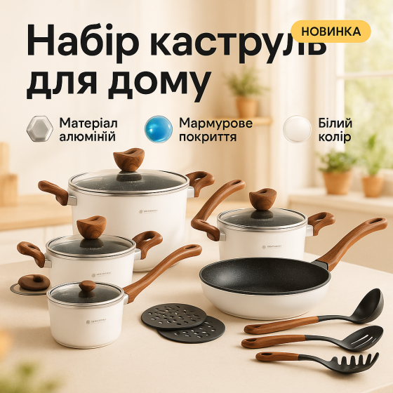 Набор качественных каструль, Набор кастрюль с прочным антипригарным покрытием посуды для дома UB-56 Львов