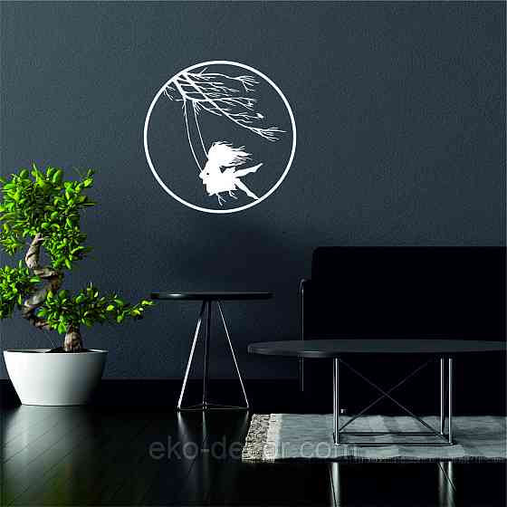 Декоративне настінне Панно «Дівчинка та голуб» Декор на стіну 90*80 см, Білий Київ