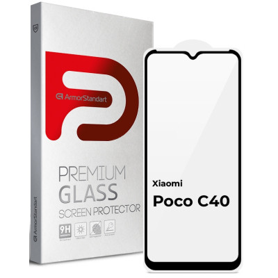 Стекло защитное Armorstandart Full Glue Xiaomi Poco C40 Black (ARM62954) Винница - изображение 1