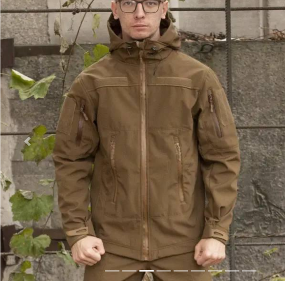 Мужская тактическая демисезонная куртка Soft Shell койот, военная куртка софт шелл с подкладкой Львов