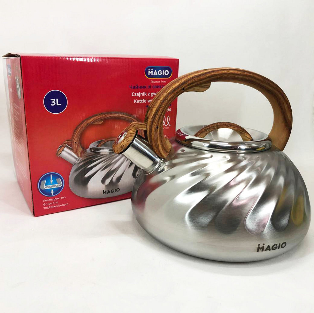 Міцний чайник зі свистком для кухні Magio MG-1194 3 л, Чайник зі свистком з важким дном LS-49 Львів - фото 10