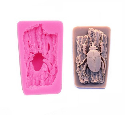 Молд силиконовый Жук 82 на 51 мм розовый Киев - изображение 1