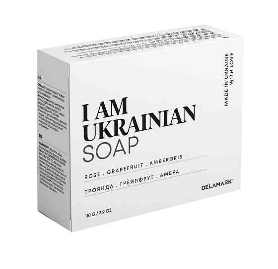 Тверде мило з ароматом троянди, грейпфруту та амбри DeLaMark I am Ukrainian 110 г Вінниця