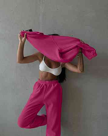 Жіночий теплий костюм-двійка: кофта та штани двосторонній фліс «Полар» Малина, 50/52 Одеса