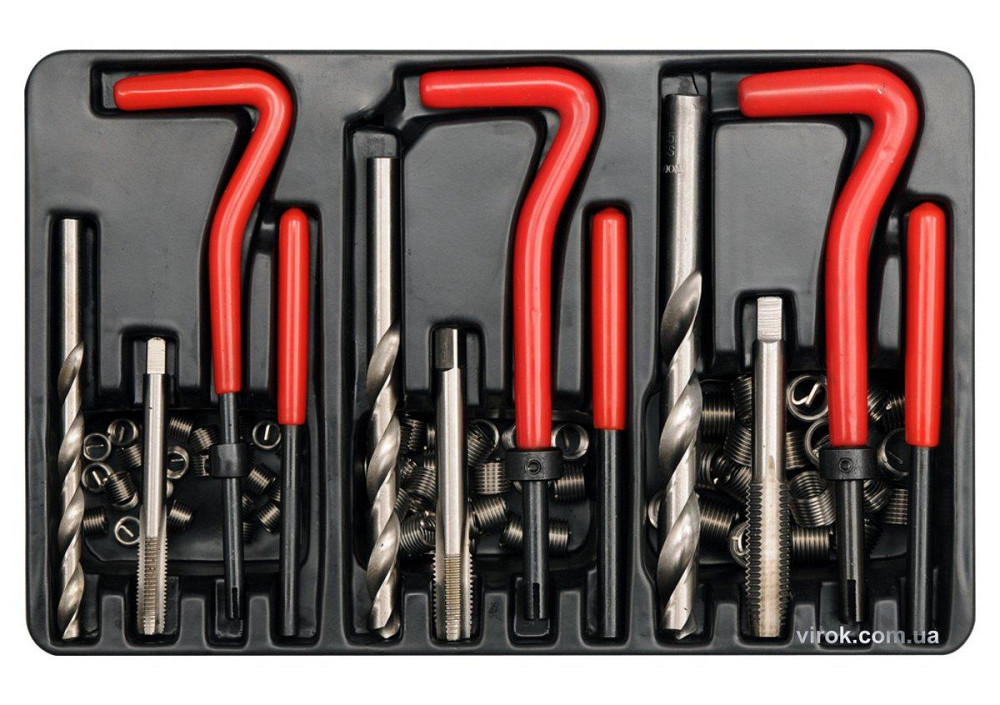 Набір для ремонту різьби YATO, М6х1,0, М8х1,25- 10,8 мм; М10х1,5-13,5 мм; 88 ел Одеса - фото 1