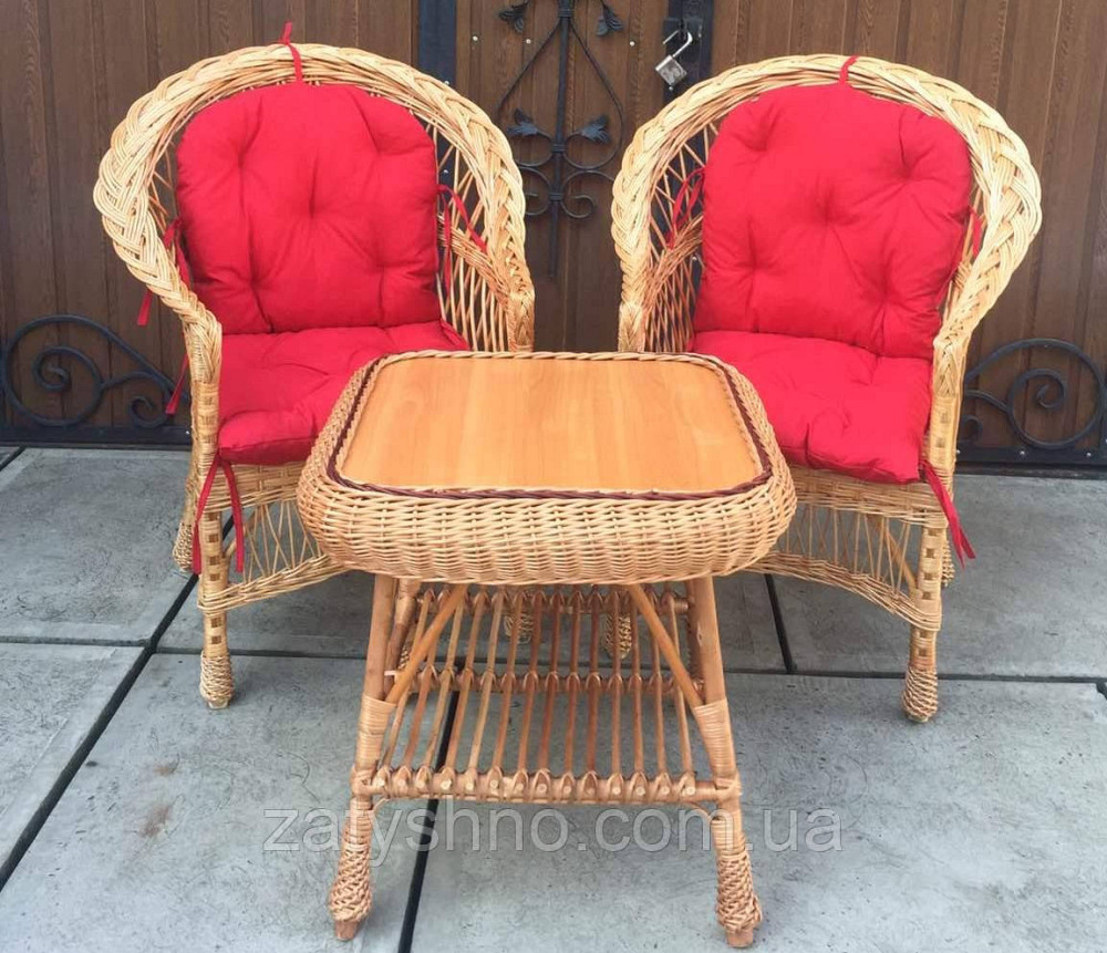 Мебель плетеная с накидками | набор плетеной мебели с подушками | 2 кресла и стол плетеный Киев - изображение 5