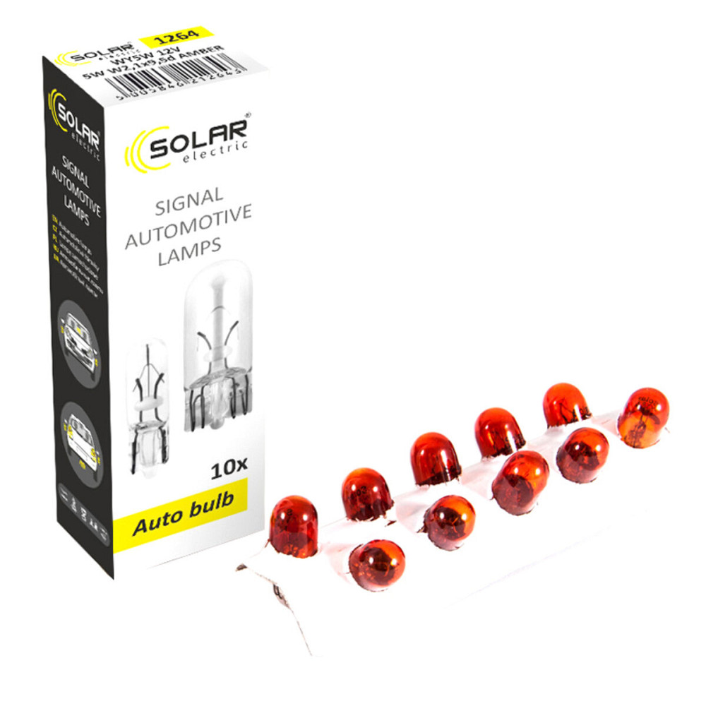 Лампа розжарювання Solar WY5W AMBER 12V W2,1x9,5d, 10шт Киев - изображение 1