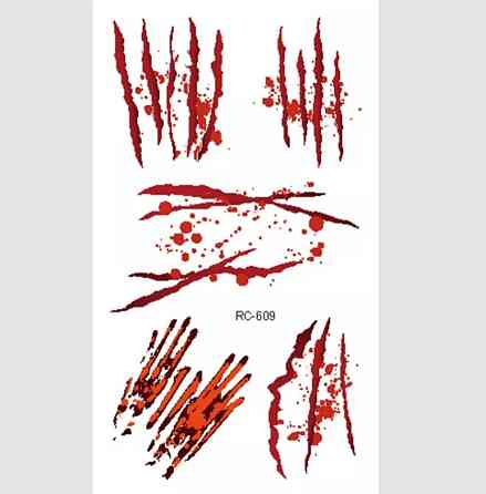 Стікер тату на Хелловін Рани 10 на 6 см червоний Київ