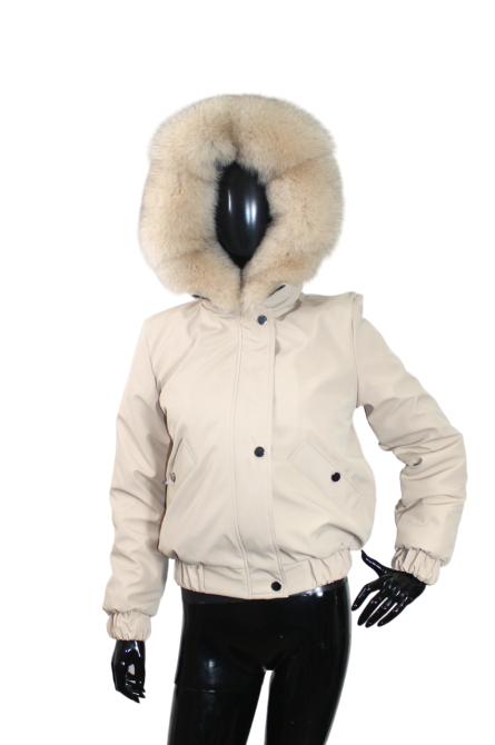 Бомбер жіночий з хутром песця Бежевий 52 Харків - фото 4